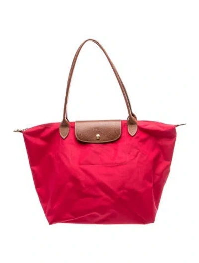 Pre-owned Longchamp Nylon Tote In Red