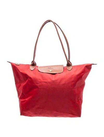 Pre-owned Longchamp Nylon Tote In Red