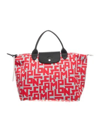 Pre-owned Longchamp Nylon Tote In Red