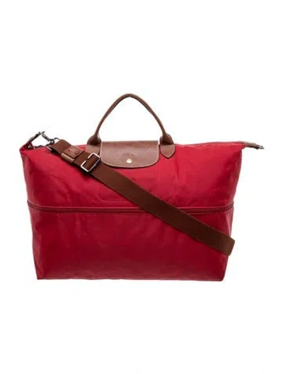 Pre-owned Longchamp Nylon Tote In Red