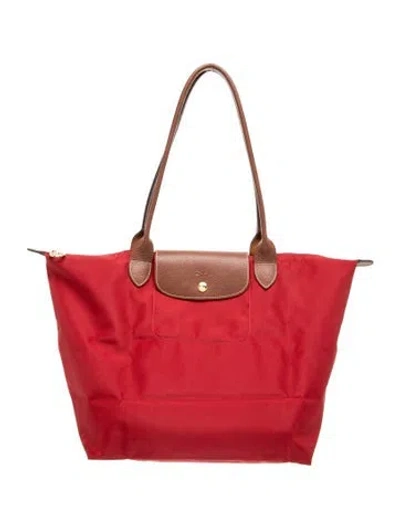 Pre-owned Longchamp Nylon Tote In Red