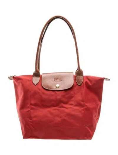 Pre-owned Longchamp Nylon Tote In Red