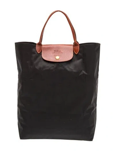 Pre-owned Longchamp Nylon Tote Vintage In Black
