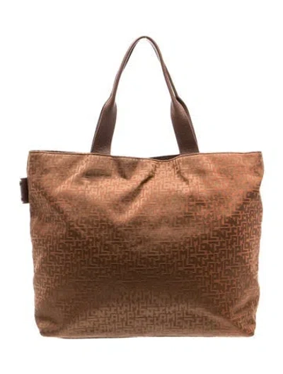 Pre-owned Longchamp Nylon Tote Vintage In Brown