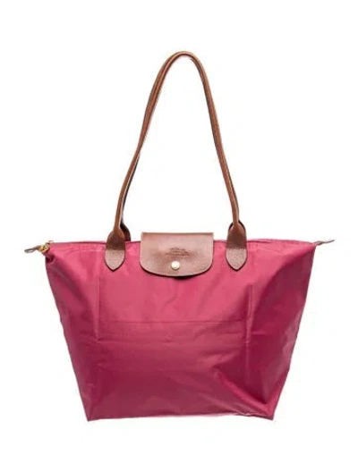 Pre-owned Longchamp Nylon Tote Vintage In Pink