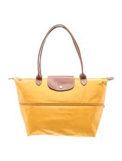Pre-owned Longchamp Nylon Tote In Yellow