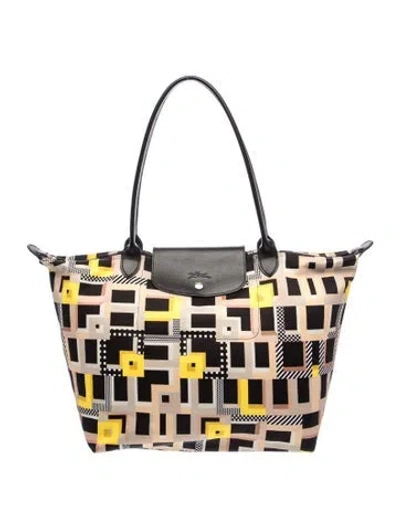 Pre-owned Longchamp Nylon Tote In Yellow