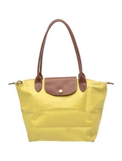 Pre-owned Longchamp Nylon Tote In Yellow