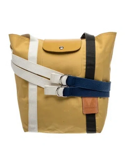 Pre-owned Longchamp Nylon Tote In Yellow