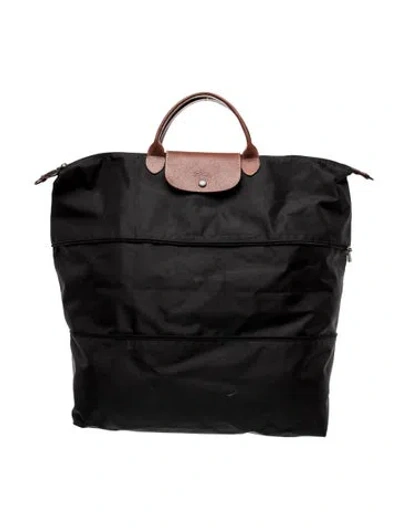 Pre-owned Longchamp Nylon Weekender Bag In Black