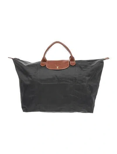 Pre-owned Longchamp Nylon Weekender Bag In Black