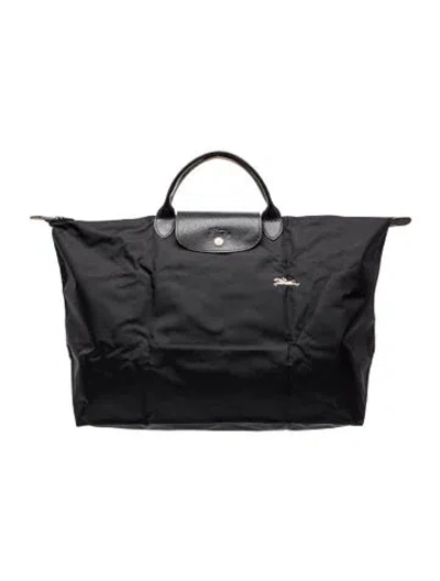 Pre-owned Longchamp Nylon Weekender Bag In Black