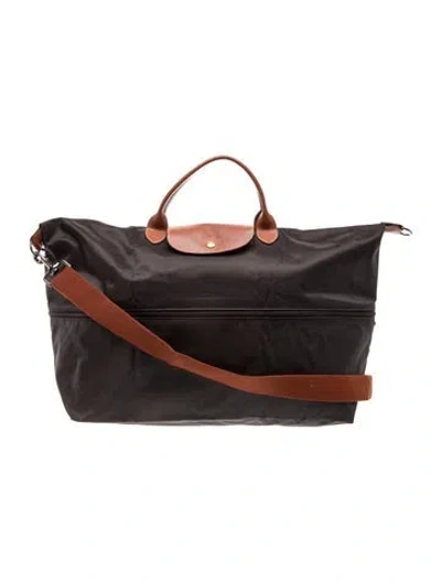 Pre-owned Longchamp Nylon Weekender Bag In Black