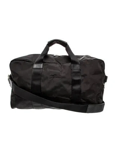 Pre-owned Longchamp Nylon Weekender Bag In Black