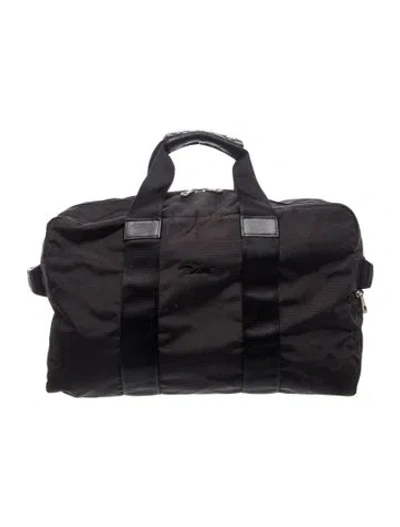 Pre-owned Longchamp Nylon Weekender Bag In Black