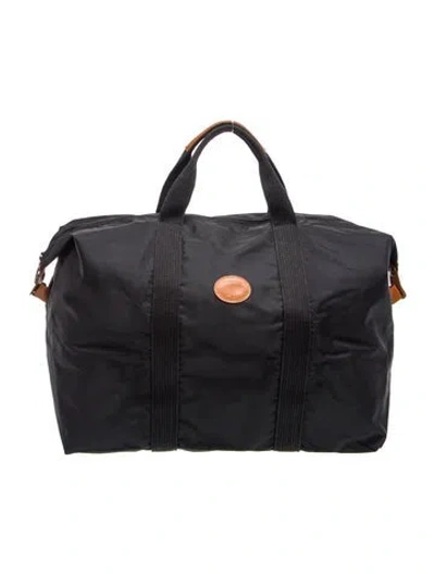 Pre-owned Longchamp Nylon Weekender Bag In Black