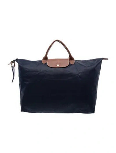 Pre-owned Longchamp Nylon Weekender Bag In Blue