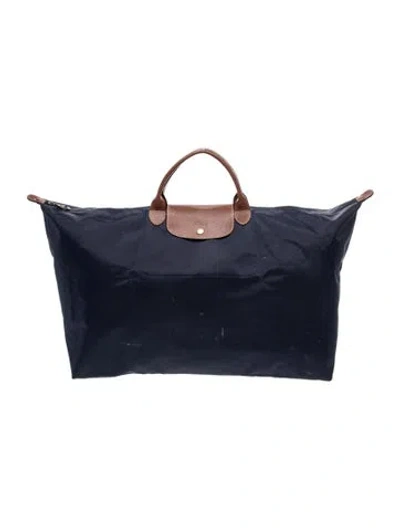Pre-owned Longchamp Nylon Weekender Bag In Blue
