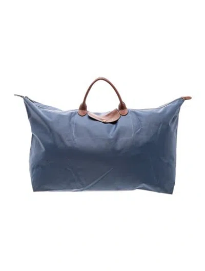 Pre-owned Longchamp Nylon Weekender Bag In Blue