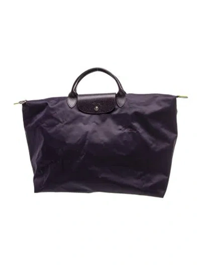 Pre-owned Longchamp Nylon Weekender Bag In Blue