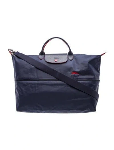 Pre-owned Longchamp Nylon Weekender Bag In Blue