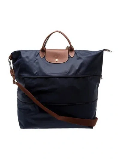 Pre-owned Longchamp Nylon Weekender Bag In Blue