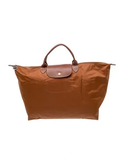 Pre-owned Longchamp Nylon Weekender Bag In Brown