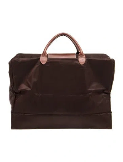 Pre-owned Longchamp Nylon Weekender Bag In Brown