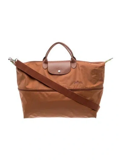 Pre-owned Longchamp Nylon Weekender Bag In Brown
