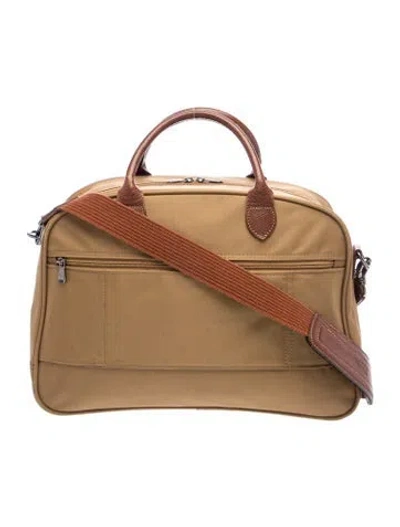 Pre-owned Longchamp Nylon Weekender Bag In Brown/neutrals