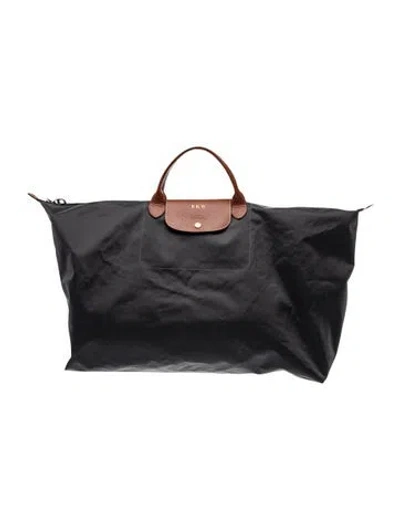 Pre-owned Longchamp Nylon Weekender Bag In Gray
