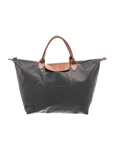 Pre-owned Longchamp Nylon Weekender Bag In Grey