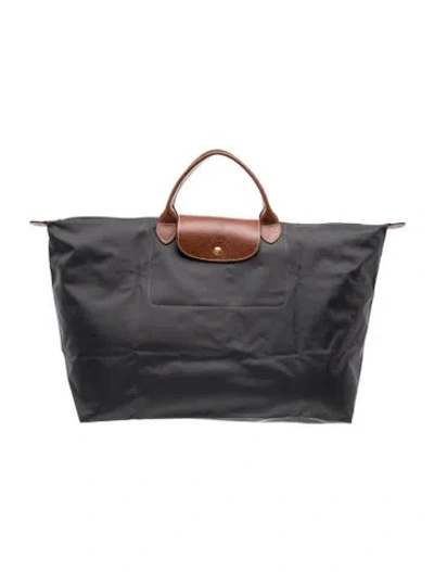 Pre-owned Longchamp Nylon Weekender Bag In Grey