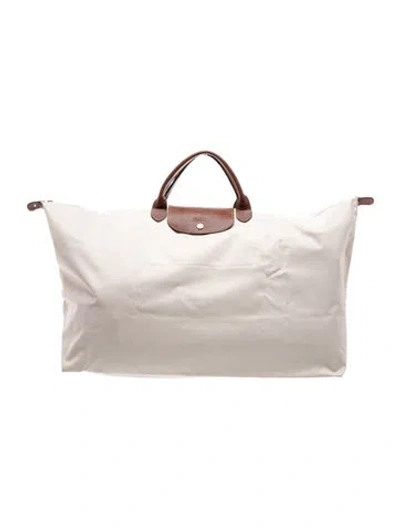 Pre-owned Longchamp Nylon Weekender Bag In Neutrals