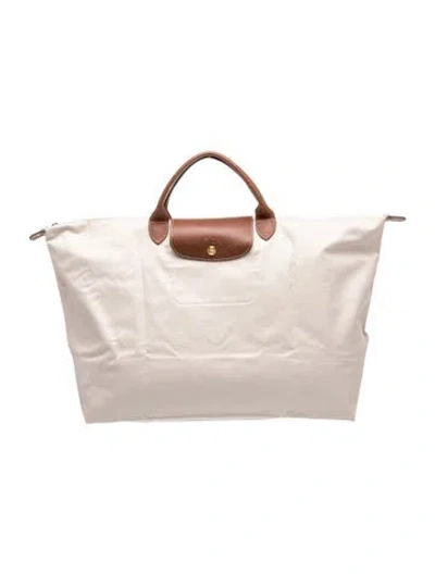 Pre-owned Longchamp Nylon Weekender Bag In Neutrals