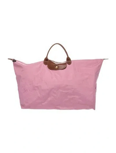 Pre-owned Longchamp Nylon Weekender Bag In Pink