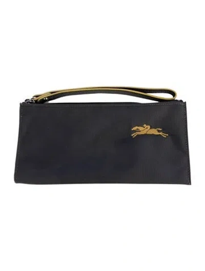 Pre-owned Longchamp Nylon Zip Pouch In Gray