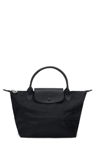 Longchamp One S Nylon Handbag With Leather Inserts In Black
