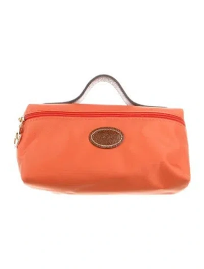 Pre-owned Longchamp Orange Zip Up Cosmetic Bag