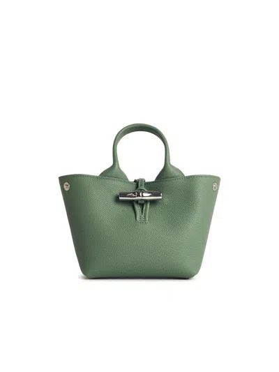 Longchamp Oregano Leather Xs Le Roseau Handle Bag In Green