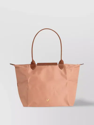 Longchamp Original Folding Tote Bag Leather Handles In Pink