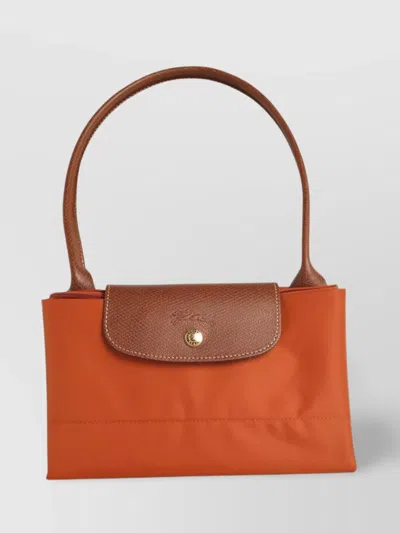Longchamp Original Foldover Flap Tote Bag Top Handle In Orange