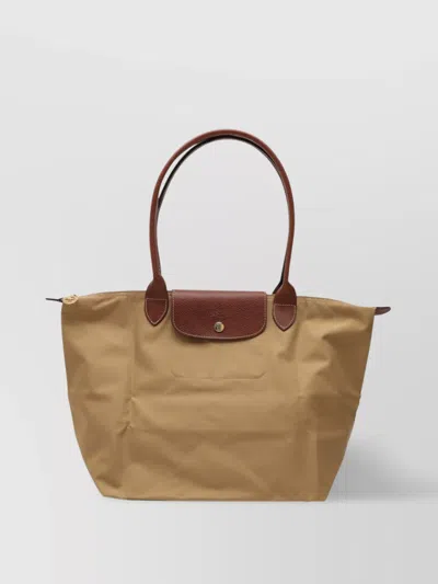 Longchamp Original L Bag With Front Pocket And Leather Trim In Brown
