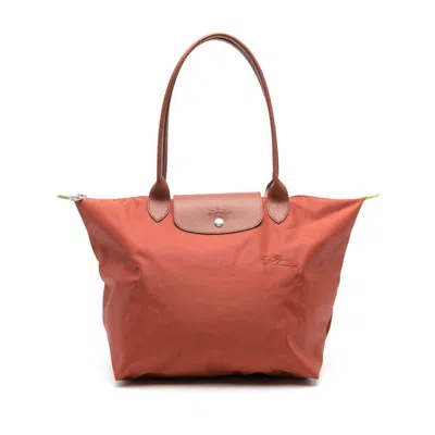 Longchamp Large Le Pliage Green Shoulder Bag In Brown
