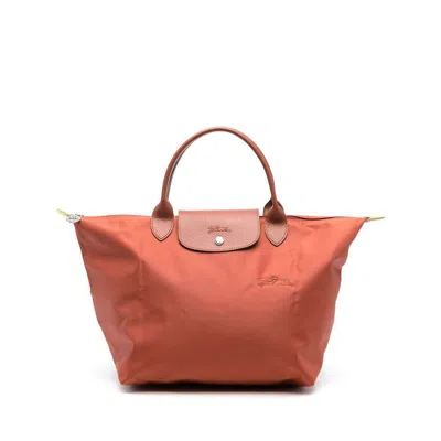 Longchamp Medium Le Pliage Green Tote Bag In Brown