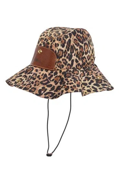 Longchamp Packable Wide Brim Hat In Brown