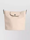 Longchamp Paper Leather Bucket Bag With Adjustable Strap In Neutral