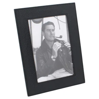 Pre-owned Longchamp Paris Black Stitched Leather Picture Frame, Circa 1980