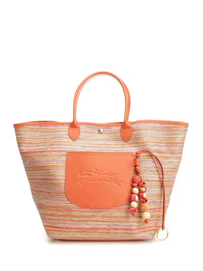 Longchamp Paris Le Pliage L Basket Bag Shoulder Bags Multicolor In White