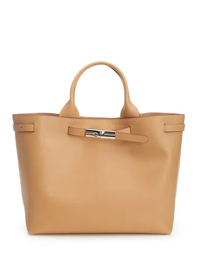 Longchamp Paris Le Smart Handbags Beige In Gold